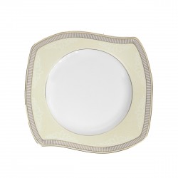 Assiette plate en porcelaine, service de vaisselle blanc avec galon d'or