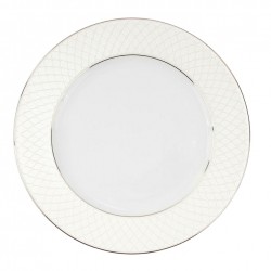 Assiette à aile plate ronde 27 cm en porcelaine, service de table complet avec liseré d'or