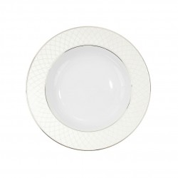 Assiette à aile creuse ronde en porcelaine, service de vaisselle en porcelaine blanc 