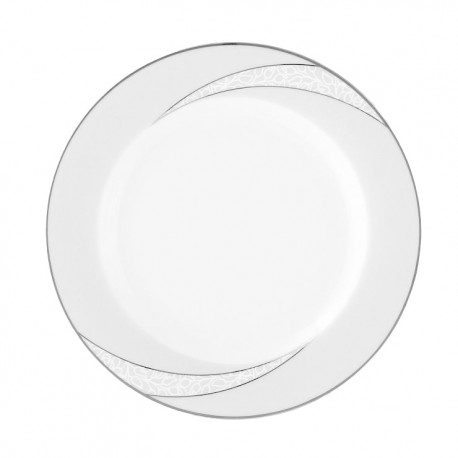 Assiette plate ronde à aile 21 cm Lupin en porcelaine, service complet de vaisselle avec galon de platine