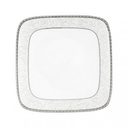 Assiette plate carrée 19 cm Comète Perlée en porcelaine