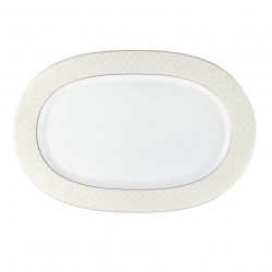 Plat ovale 33 cm en porcelaine, service de table complet en porcelaine blanc avec liseré doré