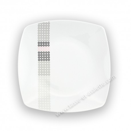 Assiette plate carrée 25,5 cm (30,5 cm diag) Sparaxis en porcelaine
