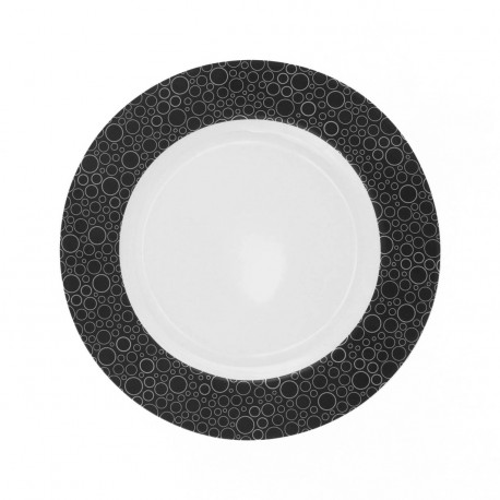 Assiette plate ronde dessert 21 cm Black or White en porcelaine