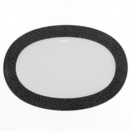 Plat ovale 38 cm Black or White en porcelaine