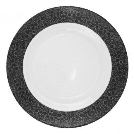 Plat rond creux 29 cm Black or White en porcelaine