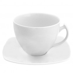 Tasse à thé 400 ml avec soucoupe Philadelphia en porcelaine blanche
