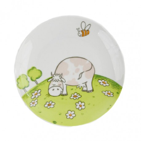 Assiette plate 19 cm Jonquille en porcelaine motif vache