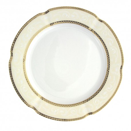 assiette porcelaine ronde, assiette avec galons or, Assiette 27 cm ronde plate, Impression Chatoyante, art de la table