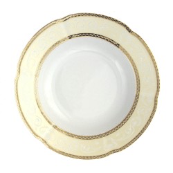 service de vaisselle en porcelaine complet, Assiette 22,5 cm ronde creuse en porcelaine - Impression Chatoyante
