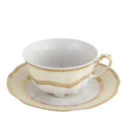 service complet en porcelaine, art de la table, Tasse à thé 220 ml avec sa soucoupe Impression Chatoyante