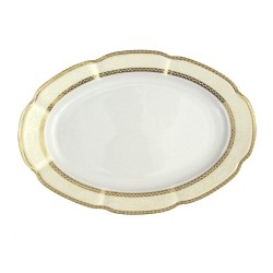 Plat 33 cm ovale en porcelaine - Impression Chatoyante