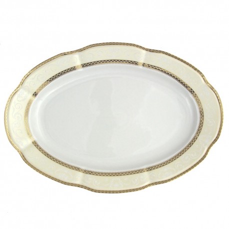Plat 36 cm ovale en porcelaine - Impression Chatoyante