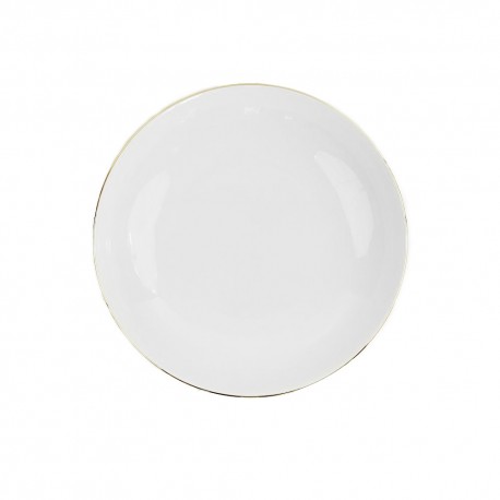 Assiette calotte blanche avec liseré doré, art de la table et porcelaine, service de vaisselle blanc avec galon d'or