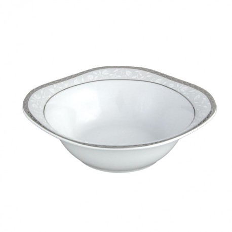 Saladier carré 20 cm Bosquet Argenté en porcelaine, service de table complet en porcelaine