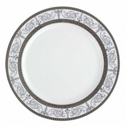 service de table en porcelaine blanche, vaisselle galon platine, assiette plate