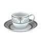 service de table en porcelaine blanche, vaisselle galon platine, tasse à café