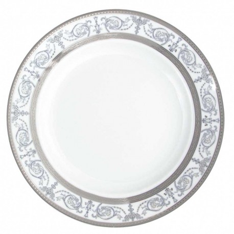 service de table en porcelaine blanche, vaisselle galon platine, plat de service creux