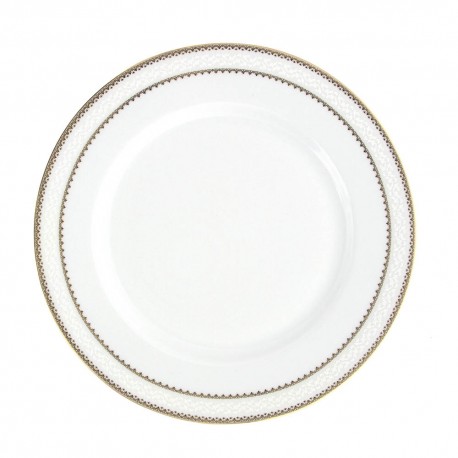 art de la table, service de table complet en porcelaine blanche, vaisselle galon or, assiette dessert