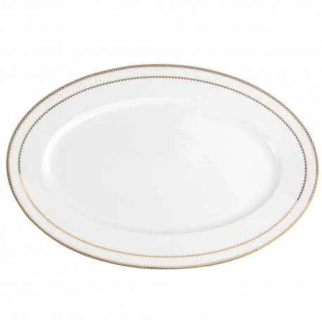 art de la table, service de table complet en porcelaine blanche, vaisselle galon or, plat ovale