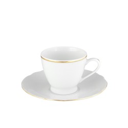 art de la table, service de table complet en porcelaine blanche, vaisselle galon or, tasse à café en porcelaine