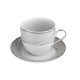 art de la table, service de table complet en porcelaine blanche, vaisselle galon platine, tasse à café en porcelaine