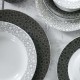 service de table complet en porcelaine blanche, vaisselle couleur noire, art de la table