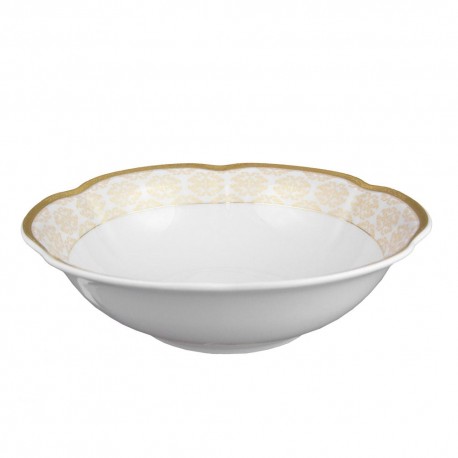 Coupelle 17 cm, service de table en porcelaine blanche décorée de galon d'or - Soleil Levant