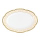 Ravier ovale 24 cm, service de table en porcelaine blanche décorée de galon d'or - Soleil Levant 