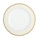 Plat rond 32 cm, service de table en porcelaine blanche décorée de galon d'or - Soleil Levant 