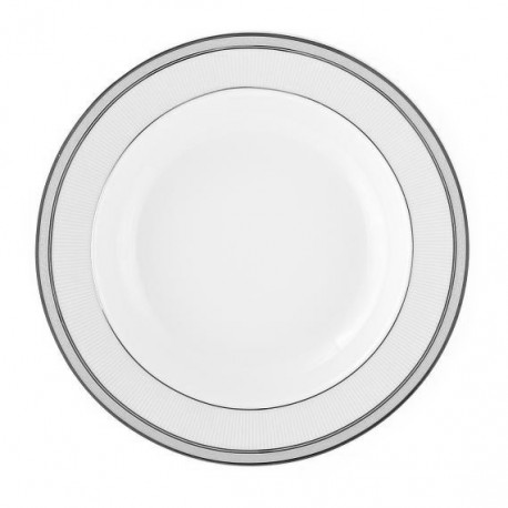  Assiette creuse à aile 22 cm en porcelaine, service de table en porcelaine blanche avec liseré de platine, couleur argentée