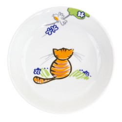 Assiette creuse 19 cm Chat joueur en porcelaine motif chat