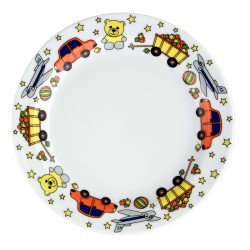 art de la table, set en porcelaine pour enfant, assiette plate 19 cm en porcelaine Souvenirs d'enfance, motif voiture nounours