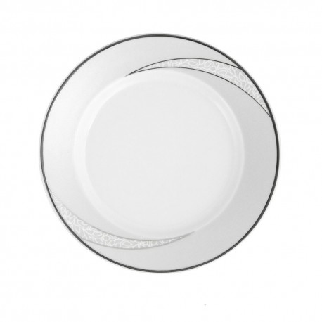 Assiette plate ronde à aile 17 cm Cristal Eternel en porcelaine, assiette porcelaine galon de platine, agenté