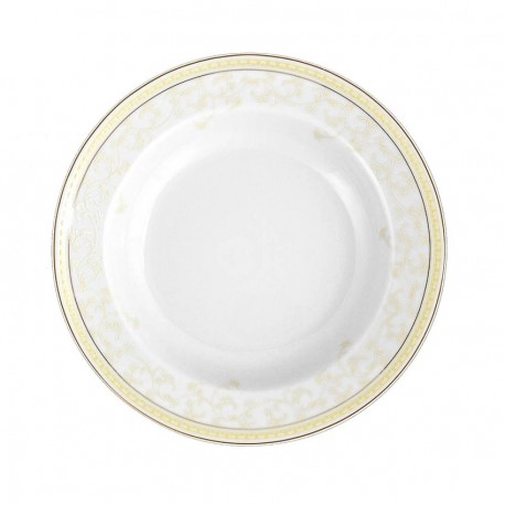 Assiette creuse à aile 22 cm Douce Nostalgie en porcelaine, art de la table, galon or