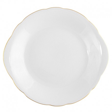 Assiette à gâteaux 27 cm plate en porcelaine blanche avec galon or Gracieuse Innocence