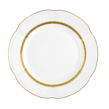 Assiette 19 cm ronde plate en porcelaine - Or Romanesque