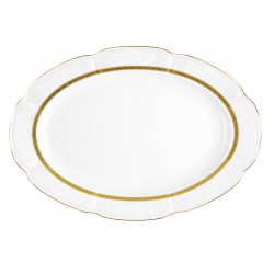 Plat 33 cm ovale en porcelaine blanche - Or Romanesque