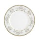 Assiette plate à aile 20 cm Pensée Bucolique en porcelaine blanche décoration galon or