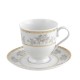 Tasse à thé 220 ml avec soucoupe 14 cm Pensée Bucolique en porcelaine blanche galon or