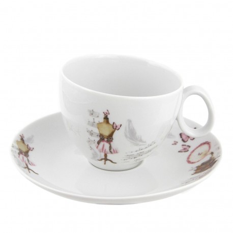 Tasse à thé 330 ml avec soucoupe Symphonie des Papillons en porcelaine