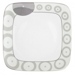 Assiette plate carrée 30,5 cm Digital géométric en porcelaine