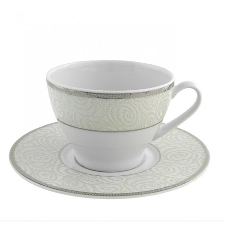 Tasse à thé 280 ml avec soucoupe 16 cm La Roseraie en porcelaine