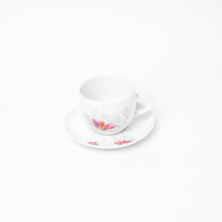 Tasse à thé 200 ml avec soucoupe Brume de Cosmos en porcelaine