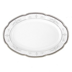 Plat 33 cm ovale en porcelaine - Abondance Platinique